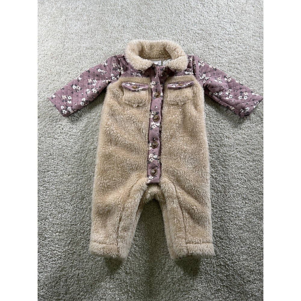 Nicole Miller New York One Piece Coverall Baby Girls 0-3 Months Floral‎ Sherpa